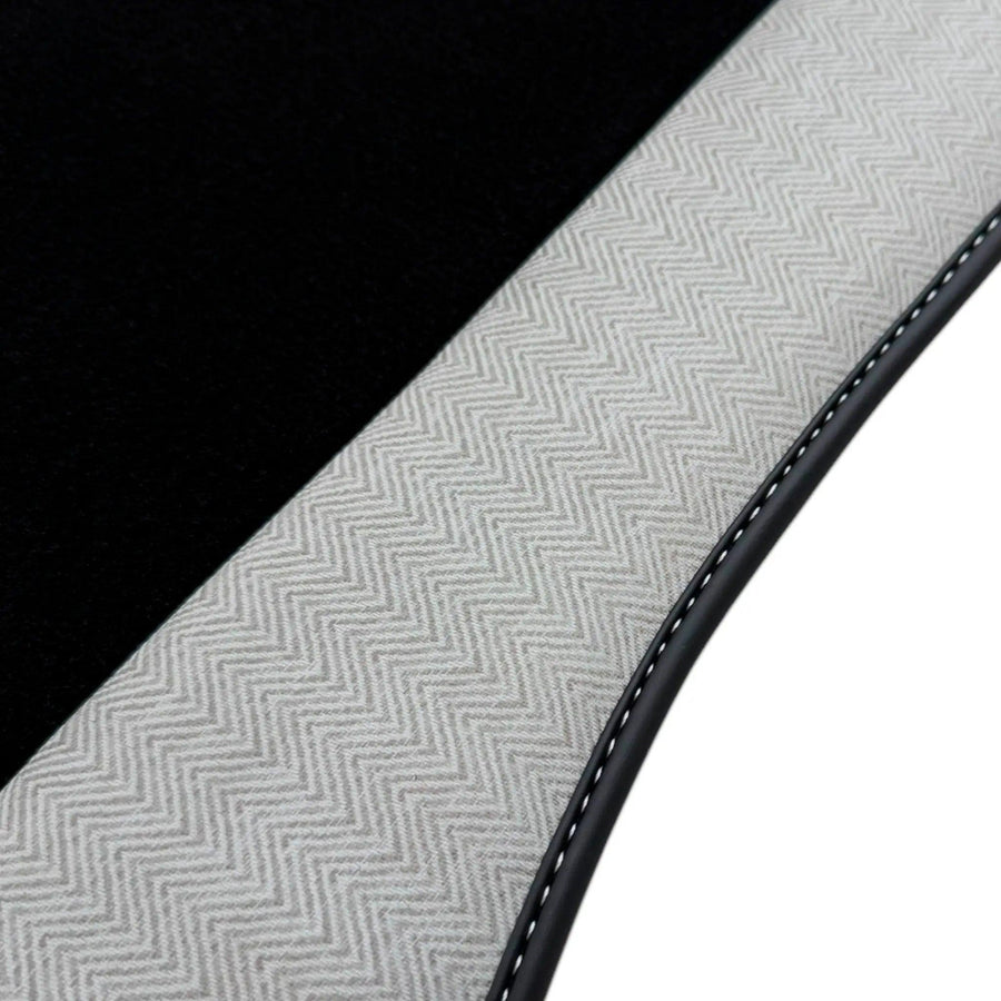 Black Floor Mats for BMW U06 (2022-2026) with Gray Leather Borders