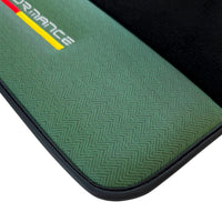 Black Floor Mats for BMW F74 Gran Coupe (2025-2026) with Green Leather ER56 Performance