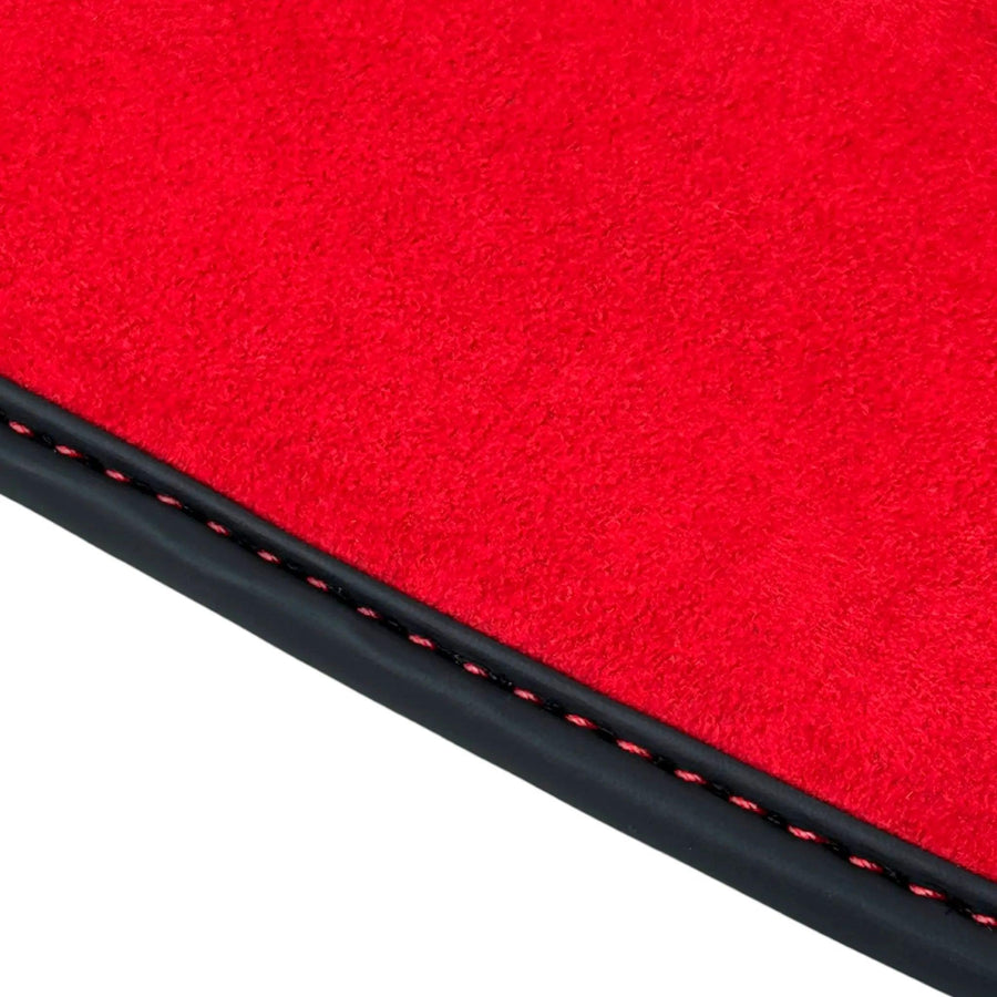 Black Floor Mats for Ferrari 296 GTB with Red Alcantara Borders | Italian Edition - AutoWin