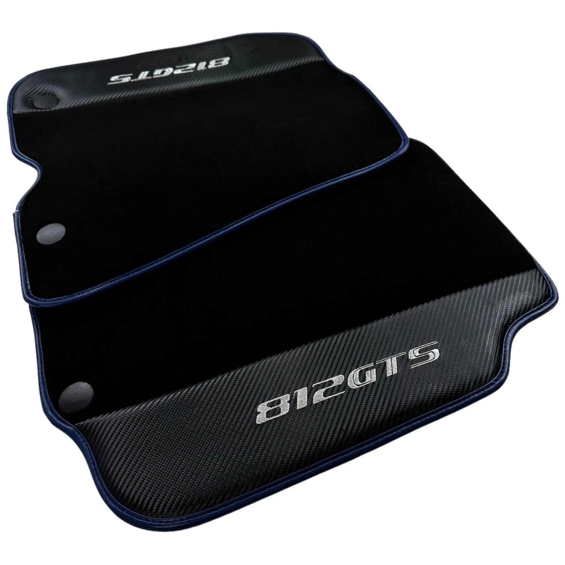 Black Floor Mats for Ferrari 812 GTS (2019-2023) with Carbon Leather - AutoWin