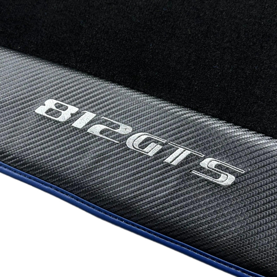 Black Floor Mats for Ferrari 812 GTS (2019-2023) with Carbon Leather - AutoWin