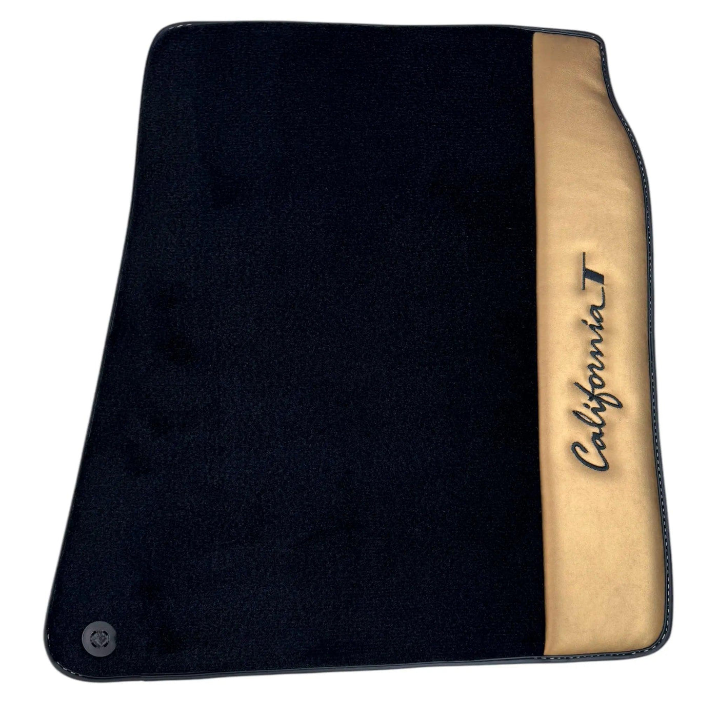 Black Floor Mats for Ferrari California T (2015-2018) with Gold Leather