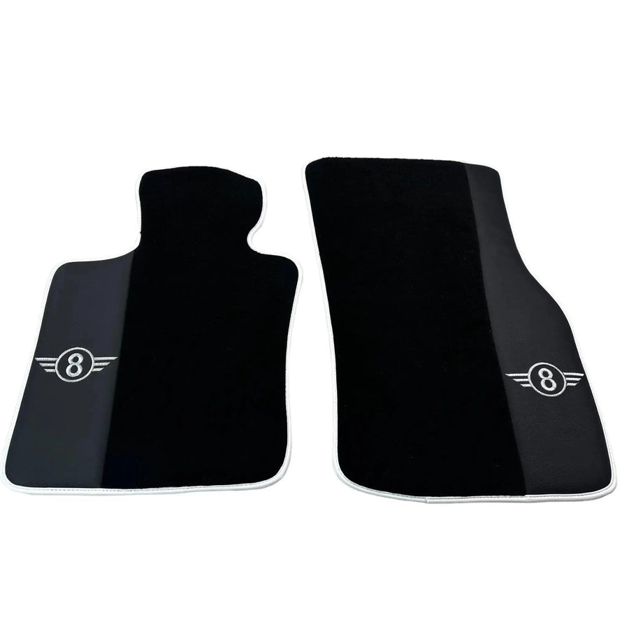 Black Floor Mats for Mini Cabrio F57 Convertible (2016-2023) with Leather | White Trim - AutoWin