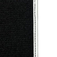 Black Floor Mats for Mini Cabrio F57 Convertible (2016-2023) with Leather | White Trim - AutoWin