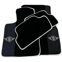 Black Floor Mats for Mini Cabrio R52 Convertible (2004-2009) with Leather | White Trim - AutoWin
