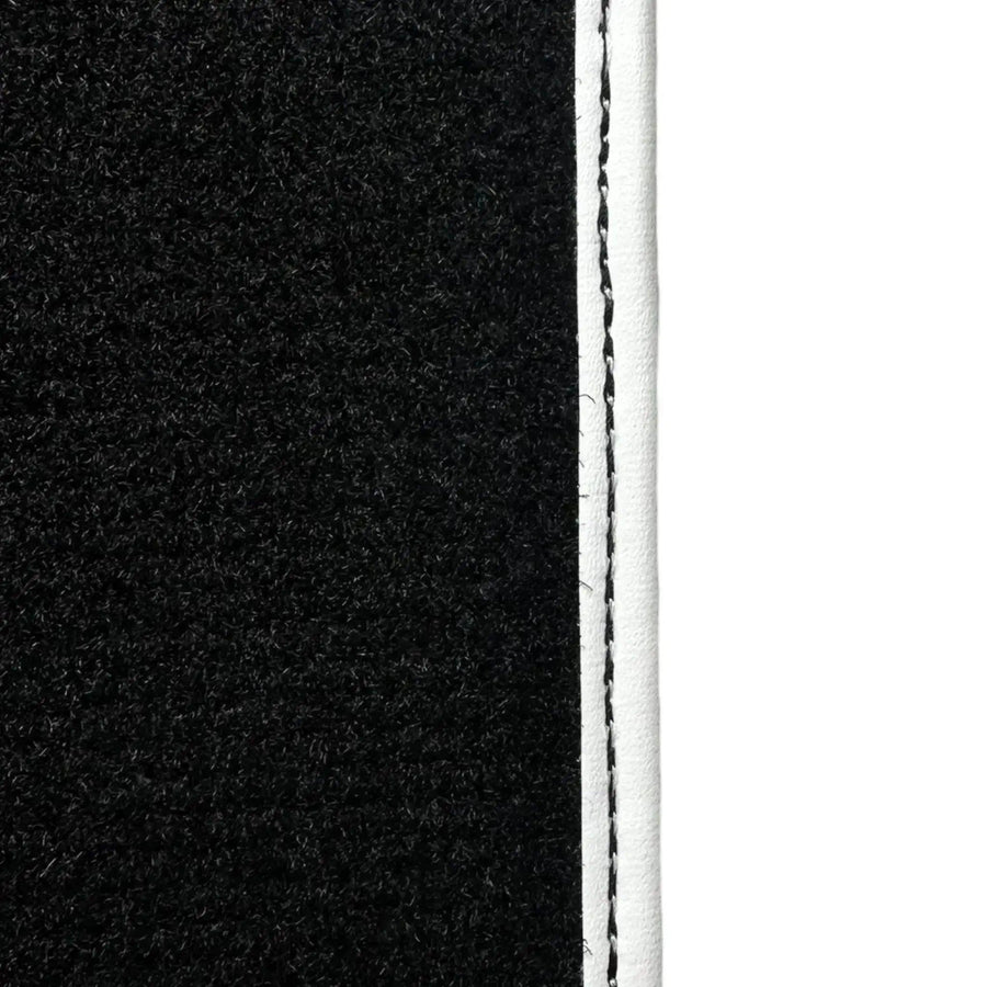 Black Floor Mats for Mini Cabrio R52 Convertible (2004-2009) with Leather | White Trim - AutoWin