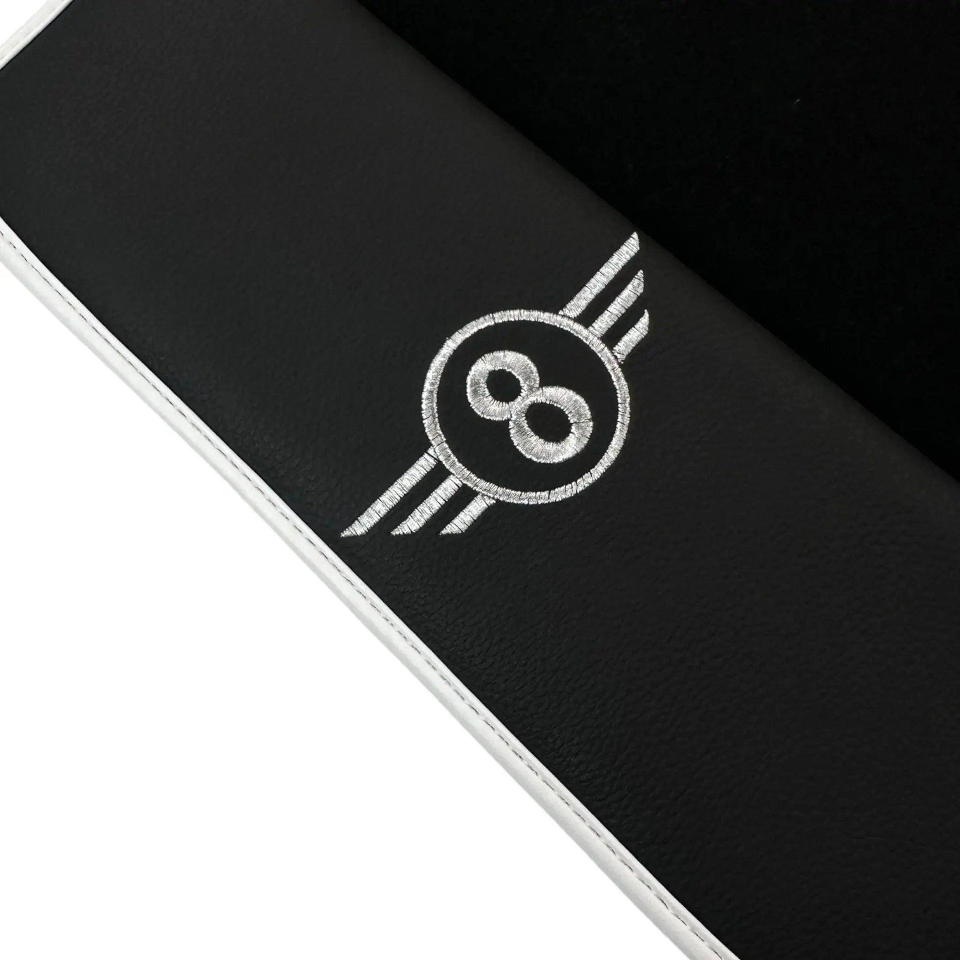 Black Floor Mats for Mini Cabrio R52 Convertible (2004-2009) with Leather | White Trim - AutoWin