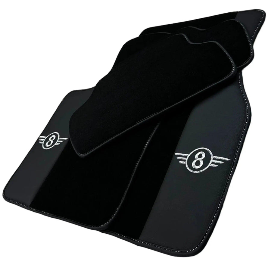 Black Floor Mats for Mini Cabrio R57 Convertible (2009-2016) with Leather - AutoWin