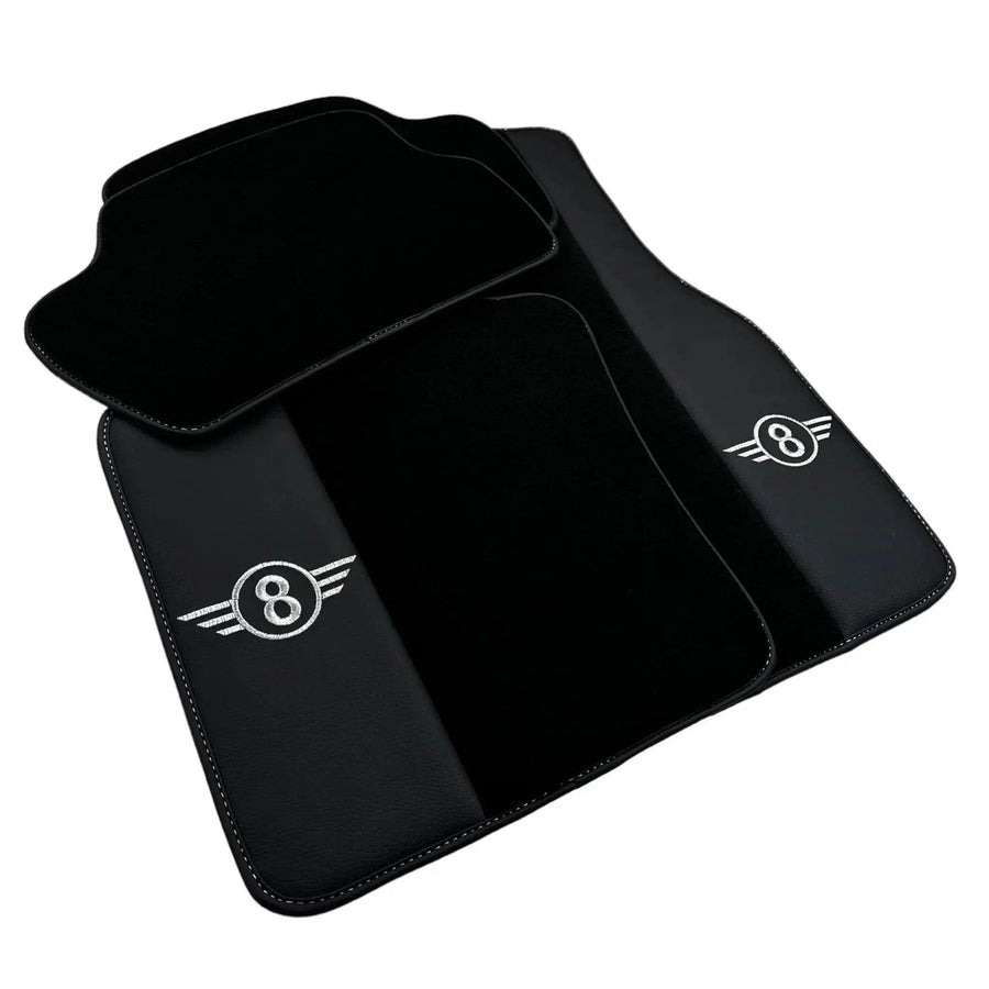 Black Floor Mats for Mini Cabrio R57 Convertible (2009-2016) with Leather - AutoWin