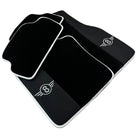 Black Floor Mats for Mini Clubman R55 (2007-2015) with Leather | White Trim - AutoWin