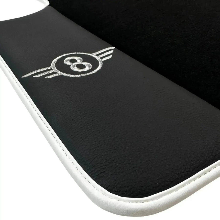 Black Floor Mats for Mini Clubman R55 (2007-2015) with Leather | White Trim - AutoWin
