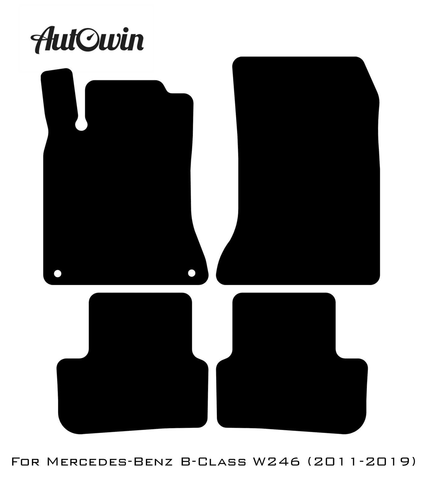 Black Leather Floor Mats For Mercedes Benz B-Class W246 (2011-2019) | ER56 Design - AutoWin