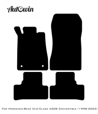 Black Leather Floor Mats For Mercedes Benz CLK-Class A208 Convertible (1998-2003) | ER56 Design - AutoWin