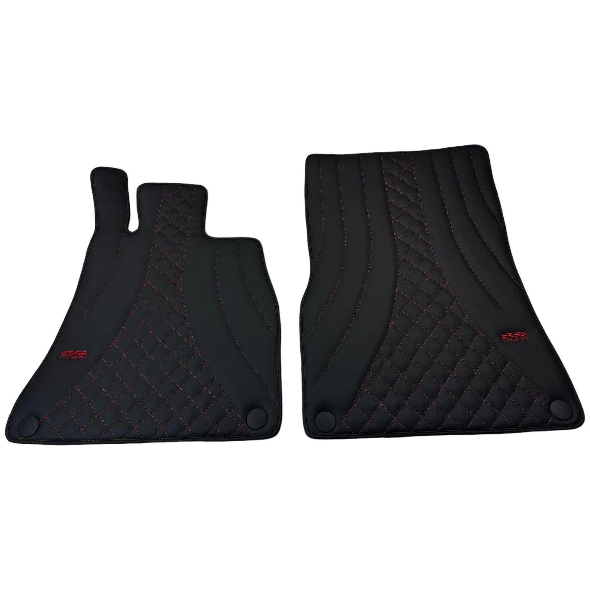 Black Leather Floor Mats For Mercedes Benz E-Class A238 Convertible (2017-2023) | ER56 Design - AutoWin
