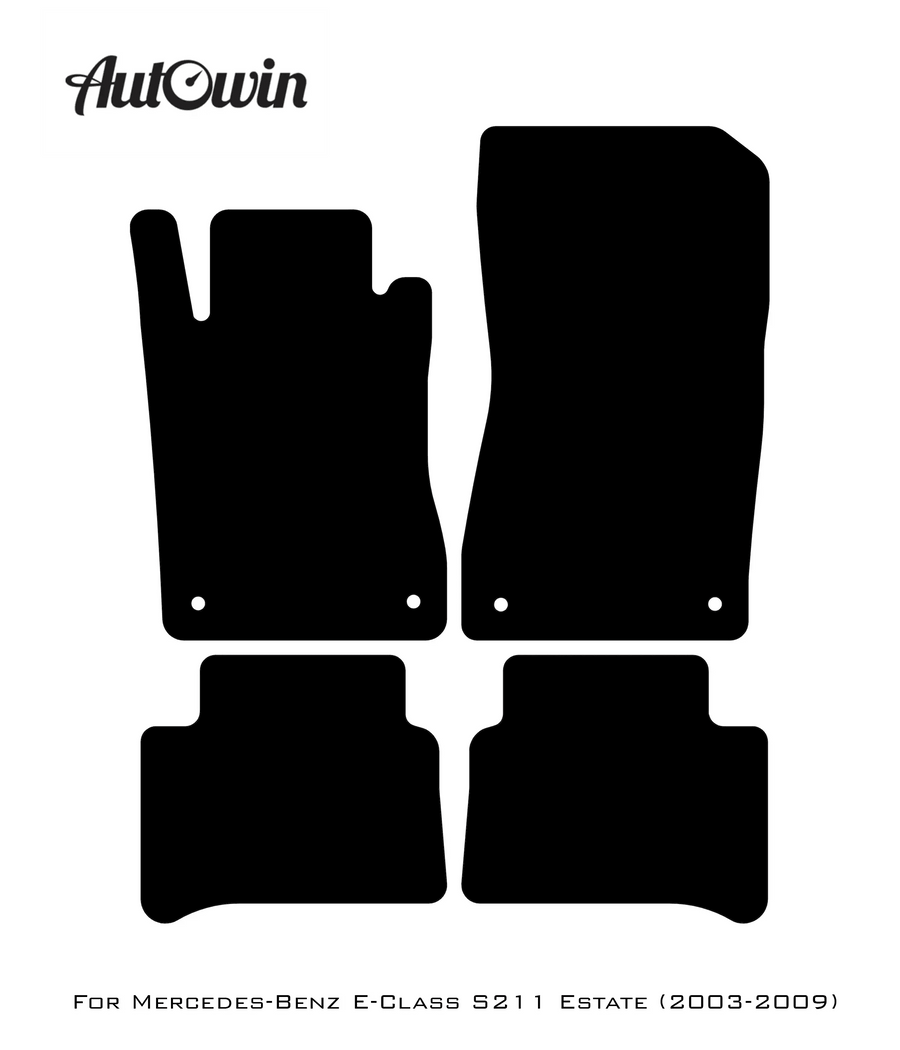 Black Leather Floor Mats For Mercedes Benz E-Class S211 Estate (2003-2009) | ER56 Design - AutoWin