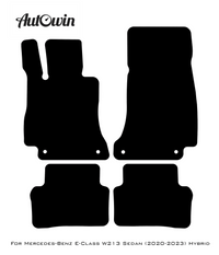Black Leather Floor Mats For Mercedes Benz E-Class W213 Sedan (2020-2023) Hybrid | ER56 Design - AutoWin