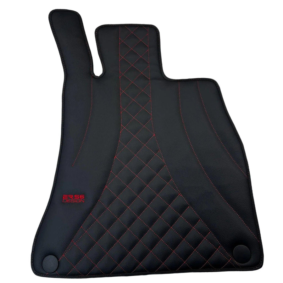 Black Leather Floor Mats For Mercedes Benz EQE-Class V295 (2022-2023) | ER56 Design - AutoWin