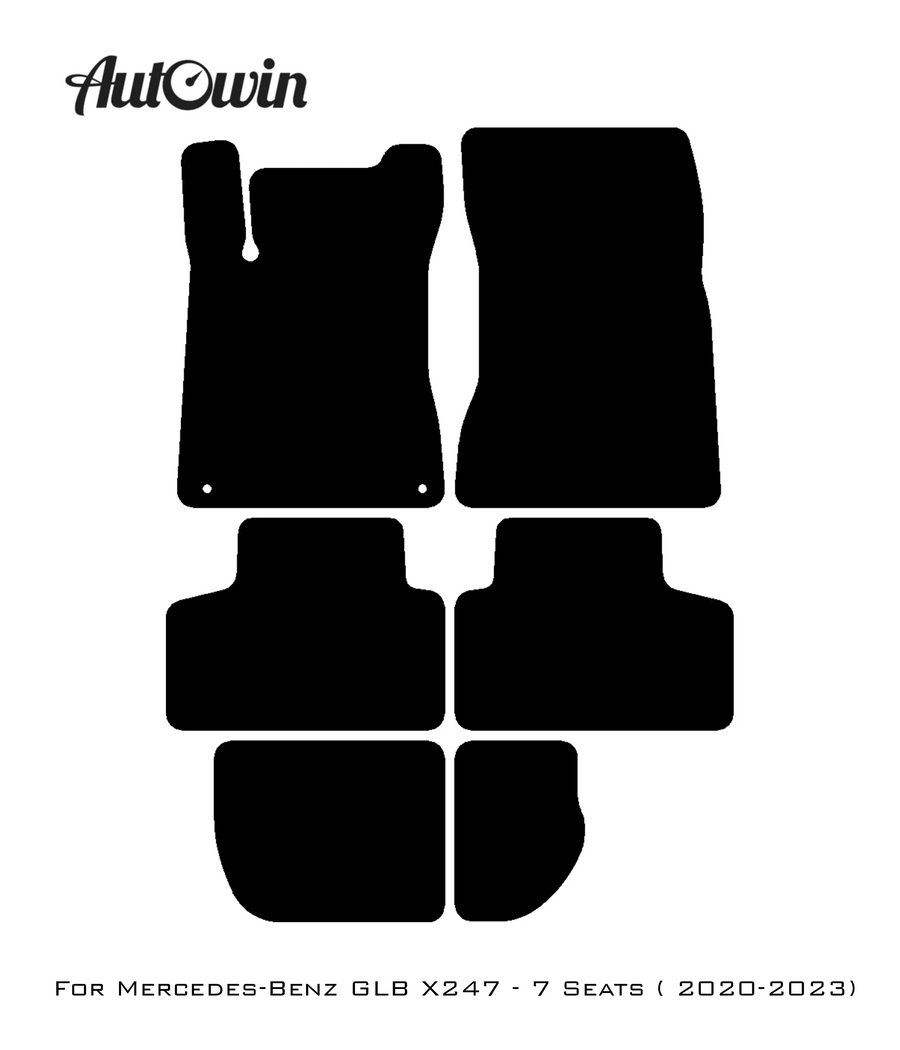 Black Leather Floor Mats For Mercedes Benz GLB-Class X247 (2020-2023) | ER56 Design - AutoWin