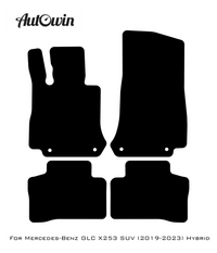 Black Leather Floor Mats For Mercedes Benz GLC-Class X253 SUV (2019-2023) Hybrid | ER56 Design - AutoWin