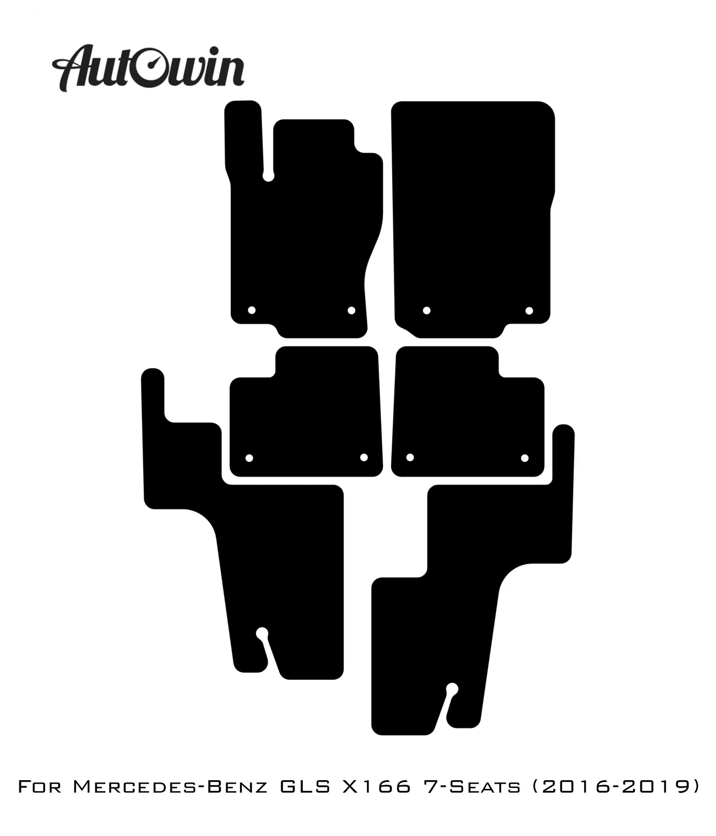 Black Leather Floor Mats For Mercedes Benz GLS-Class X166 (2016-2019) | ER56 Design - AutoWin