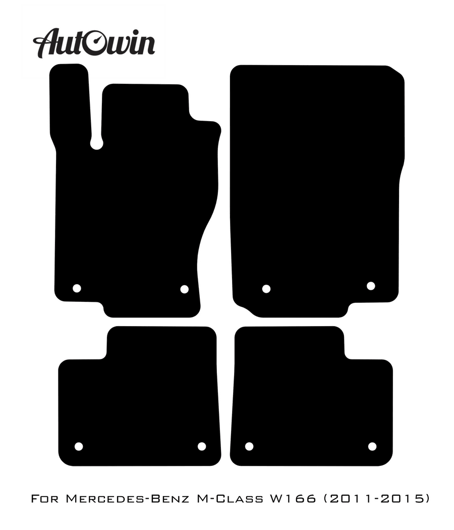 Black Leather Floor Mats For Mercedes Benz M-Class W166 (2011-2015) | ER56 Design - AutoWin