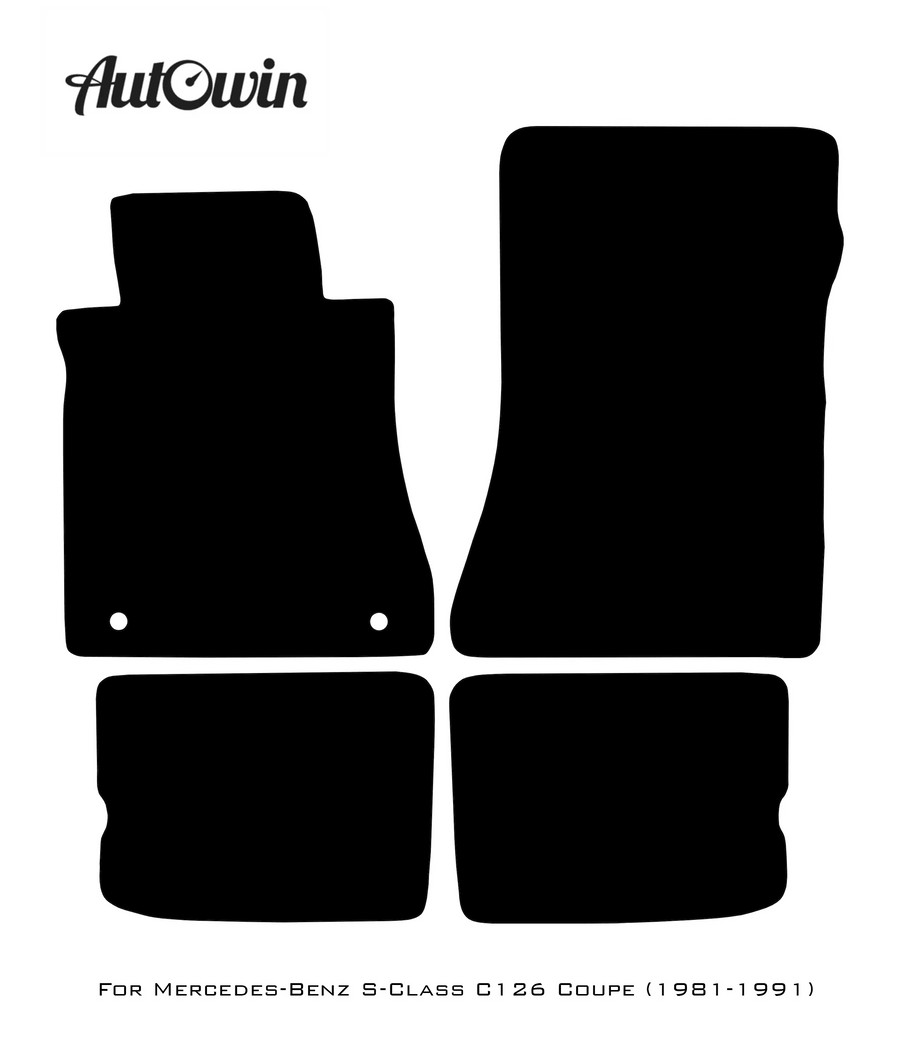 Black Leather Floor Mats For Mercedes Benz S-Class C126 Coupe (1981-1991) | ER56 Design - AutoWin