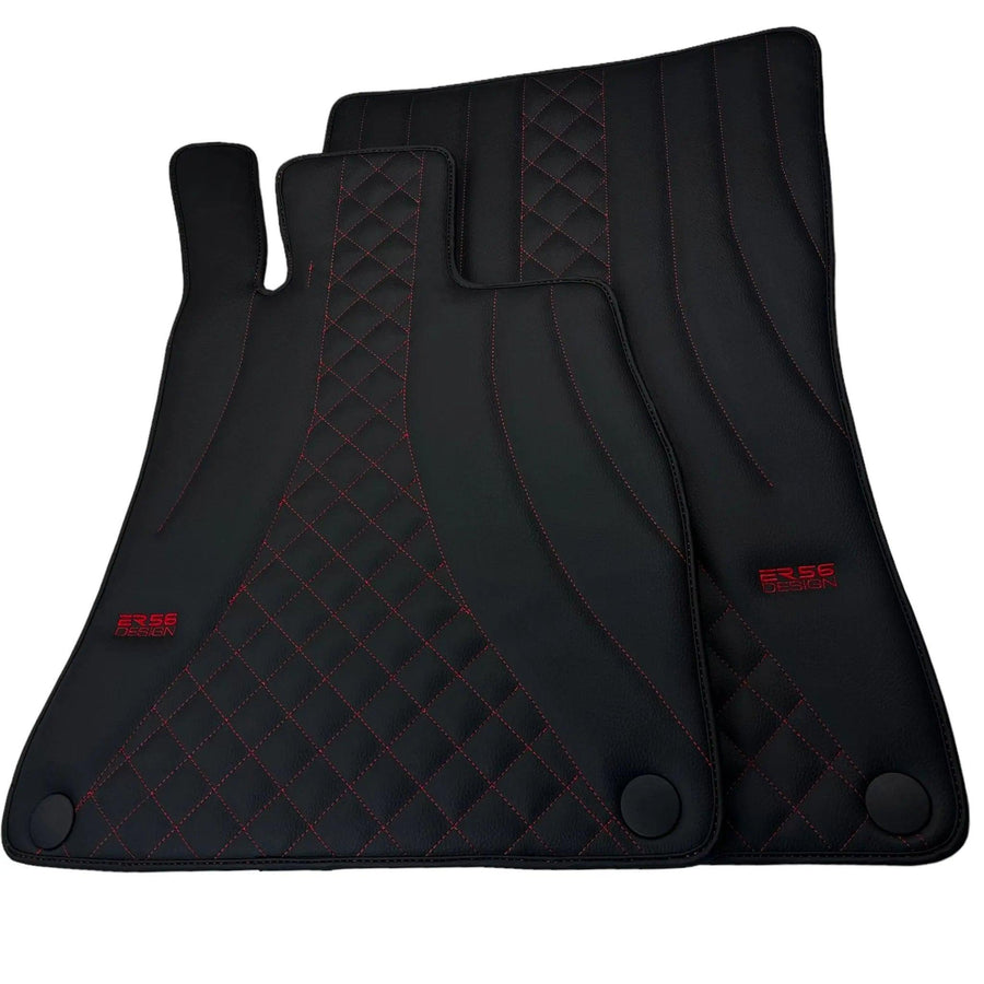 Black Leather Floor Mats For Mercedes Benz S-Class W126 (1979-1991) | ER56 Design - AutoWin