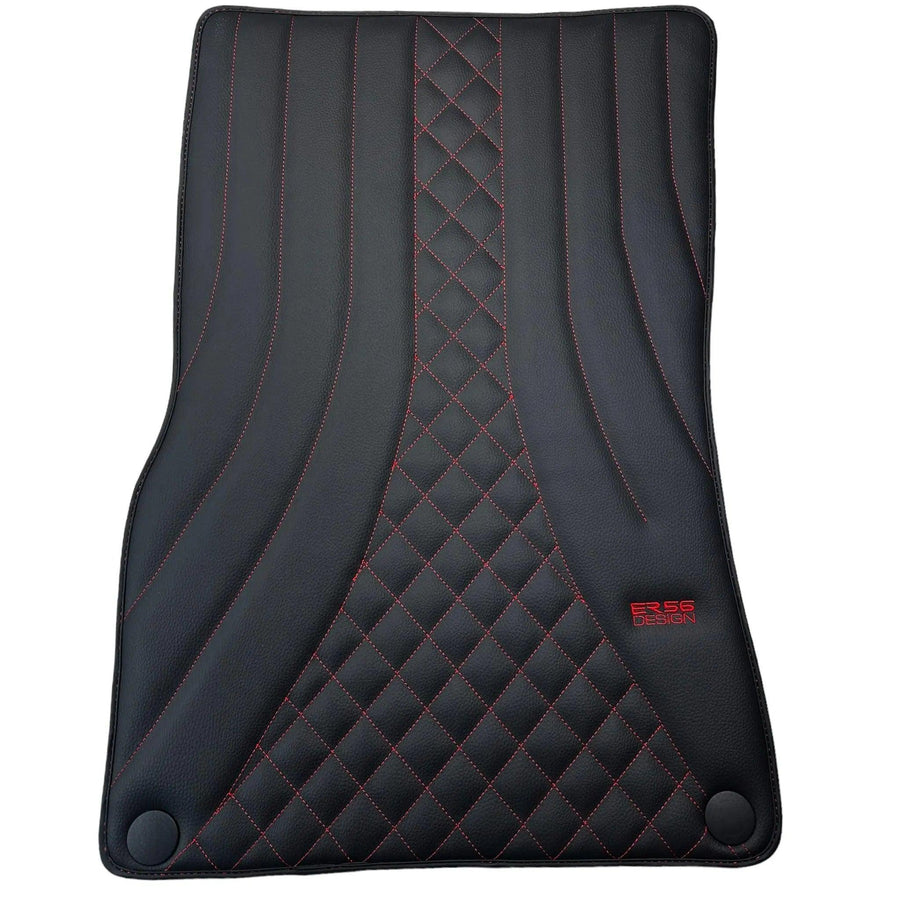 Black Leather Floor Mats For Mercedes Benz S-Class W126 (1979-1991) | ER56 Design - AutoWin