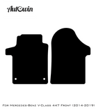 Black Leather Floor Mats For Mercedes Benz V-Class 447 Front (2014-2019) | ER56 Design - AutoWin