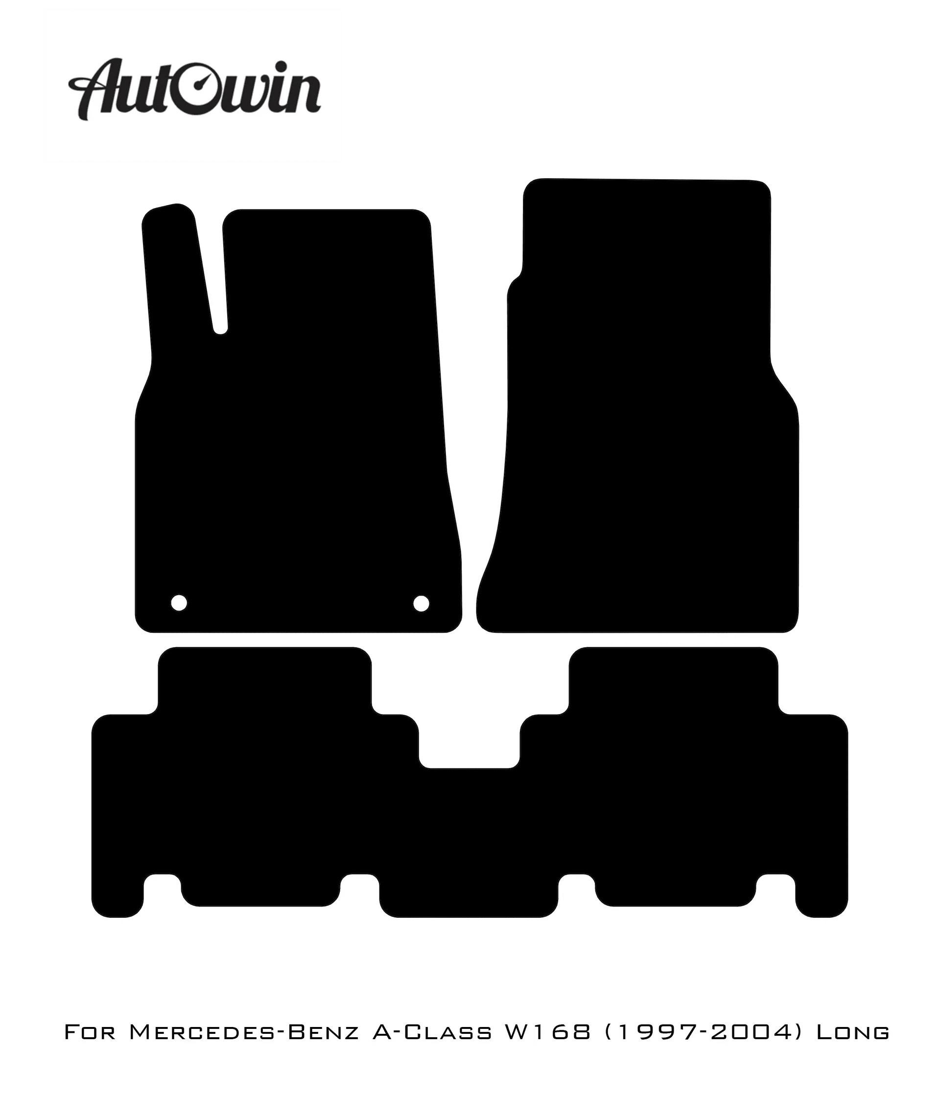 Black Sheepskin Floor Mats For Mercedes Benz A-Class W168 (1997-2004) | ER56 Design - AutoWin