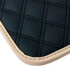 Black Stitched Leather Floor Mats for Maserati GranCabrio MC (2013-2019) | Beige Trim - AutoWin