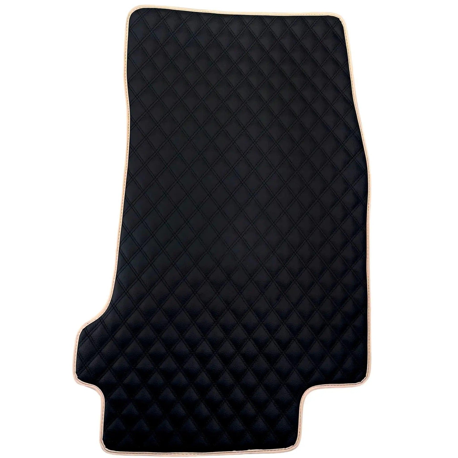 Black Stitched Leather Floor Mats for Maserati GranTurismo MC (2009-2010) | Beige Trim - AutoWin
