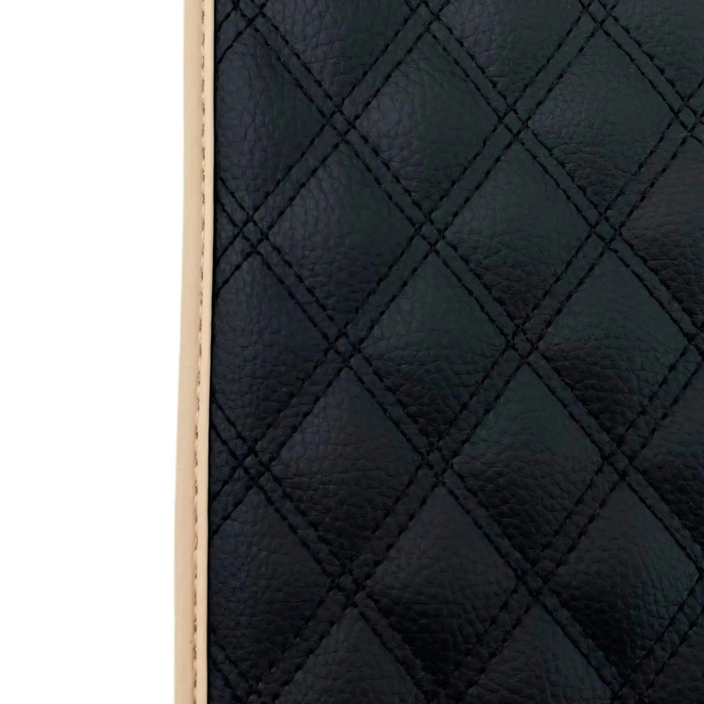Black Stitched Leather Floor Mats for Maserati GranTurismo Sport (2012-2019) | Beige Trim - AutoWin