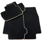 Black Stitched Leather Floor Mats for Maserati GranTurismo Sportline (2009-2019) | Beige Trim - AutoWin