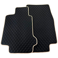 Black Stitched Leather Floor Mats for Maserati GranTurismo Sportline (2009-2019) | Beige Trim - AutoWin