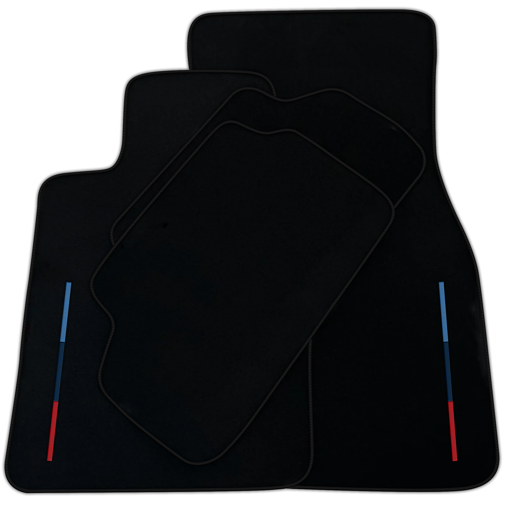 Black Floor Mats For BMW M6 F06 Gran Coupe With 3 Color Stripes Tailored Set Perfect Fit | Various Trim Colors