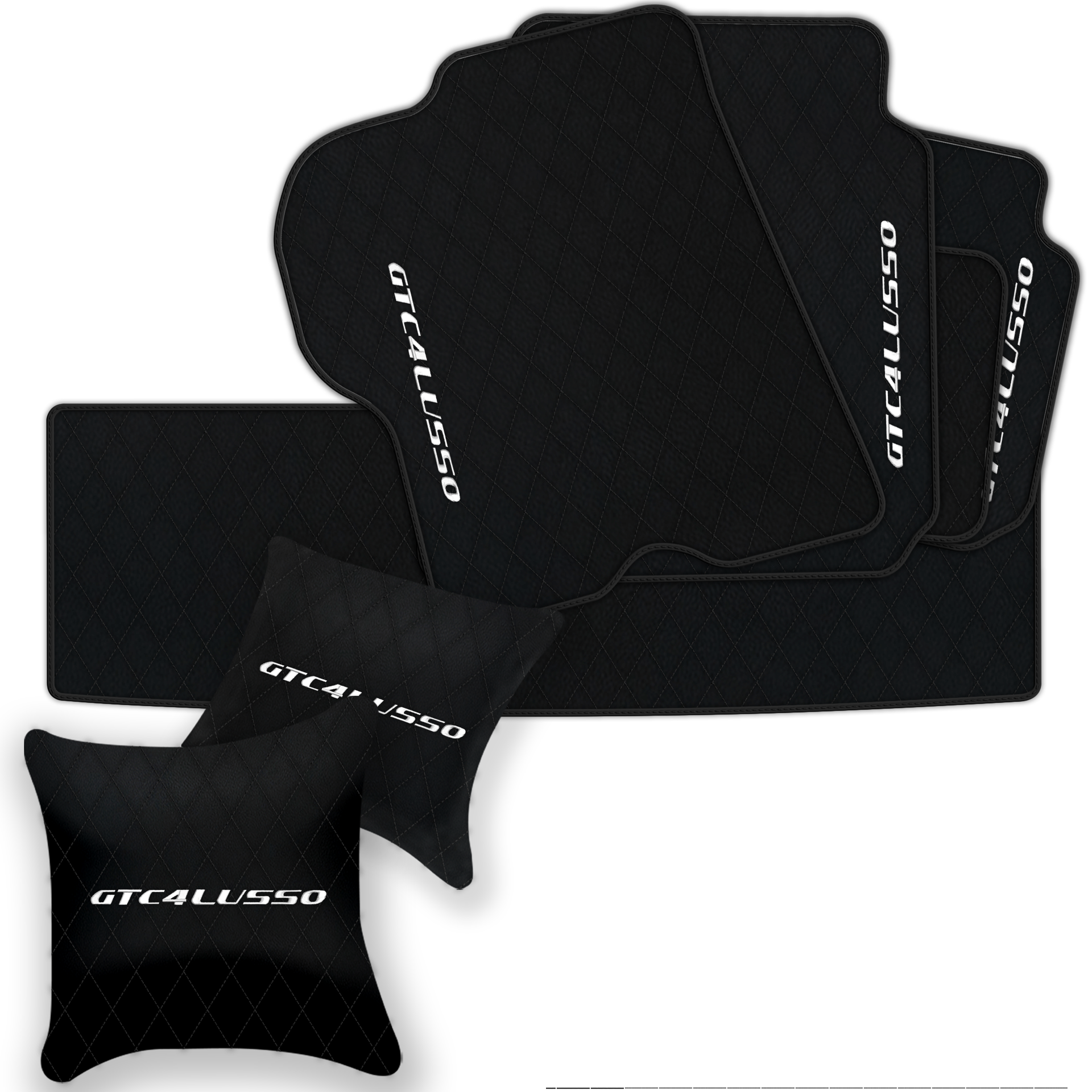 Luxury Black Leather Floor Mats for Ferrari Roma (2021-2024)