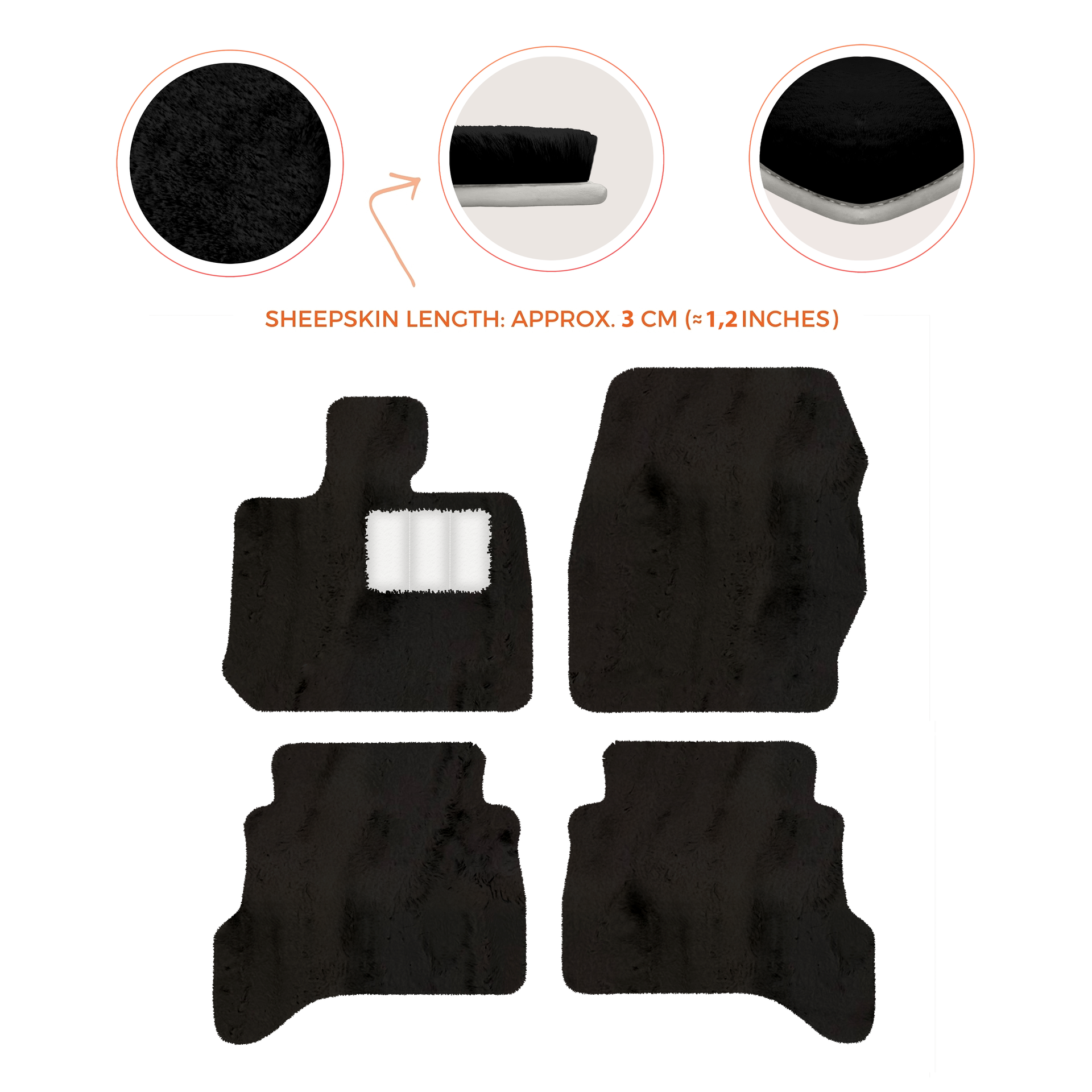 Premium Sheepskin Floor Mats for Land Rover Defender 90 (2007-2020)