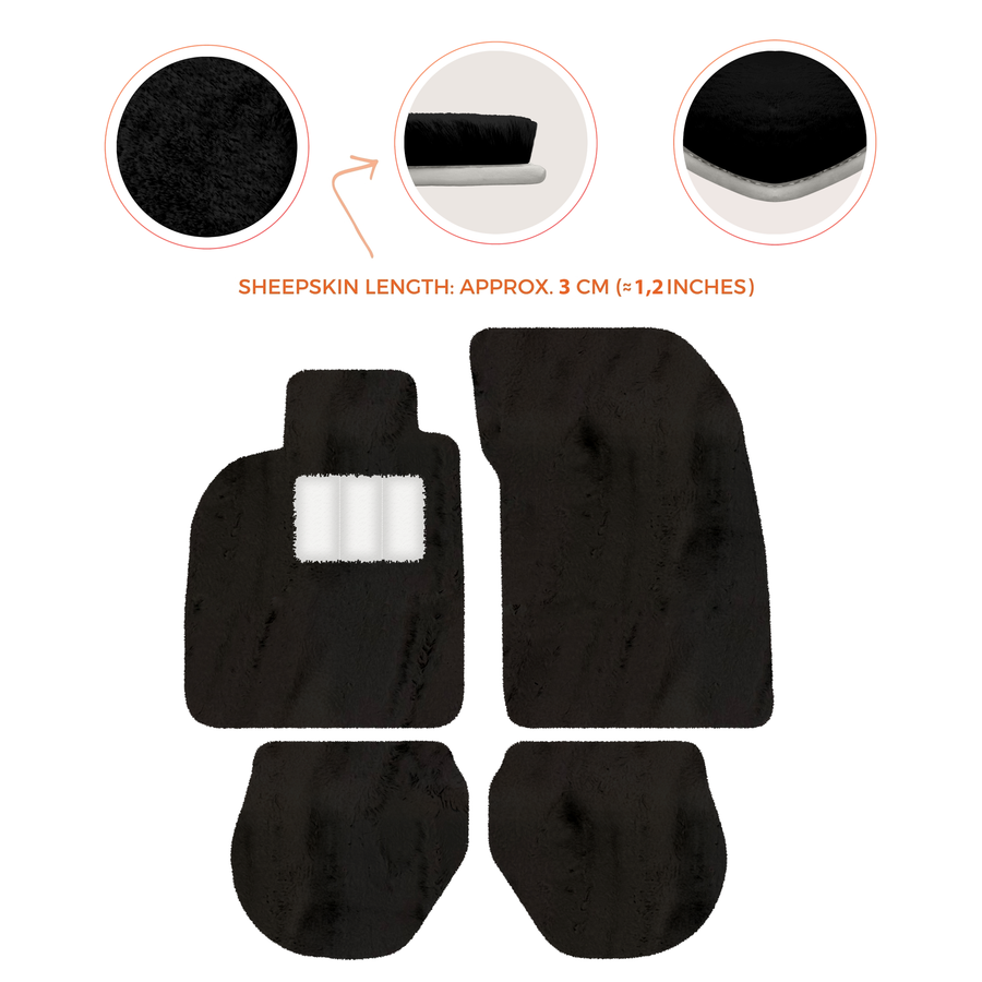 Tapis de voiture en peau de mouton pour Porsche 911-993 (1993-1998) - Longueur de peau de mouton, Options de couleur variées