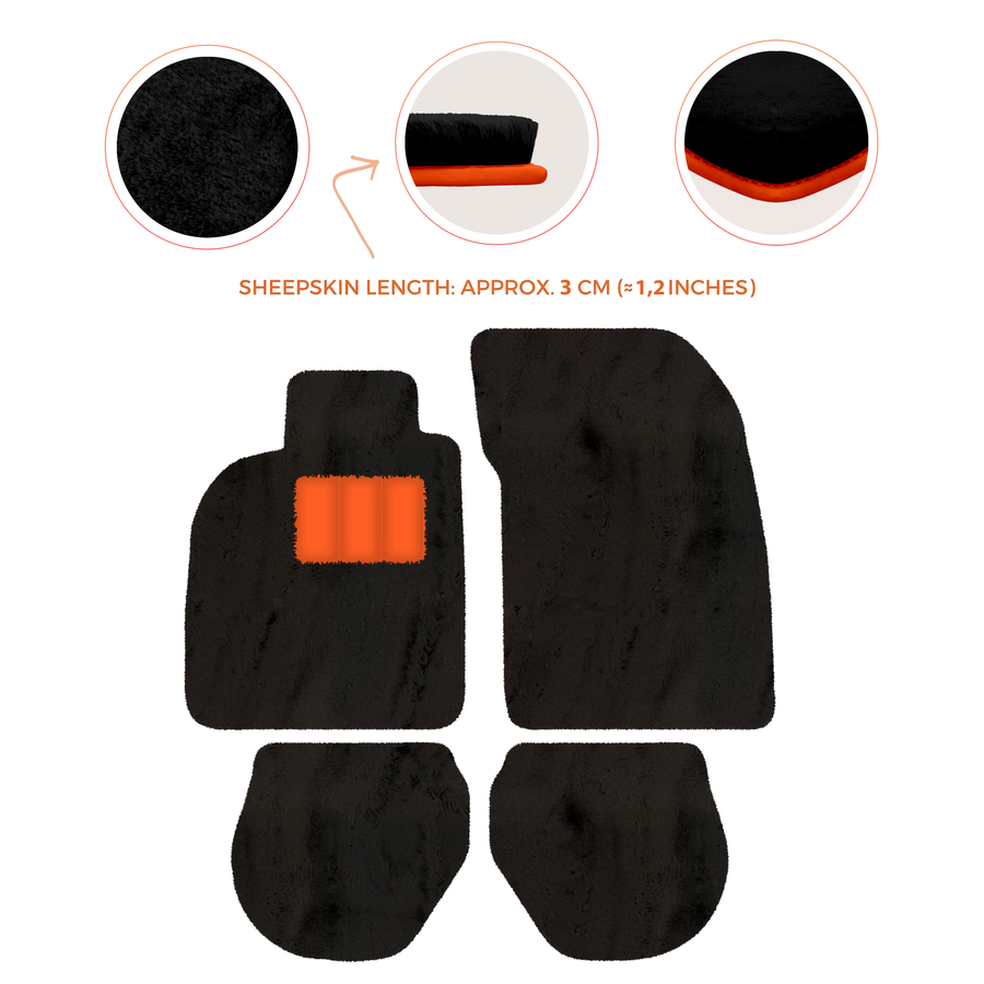 Tapis de voiture en peau de mouton pour Porsche 911-993 (1993-1998) - Longueur de peau de mouton, Options de couleur variées