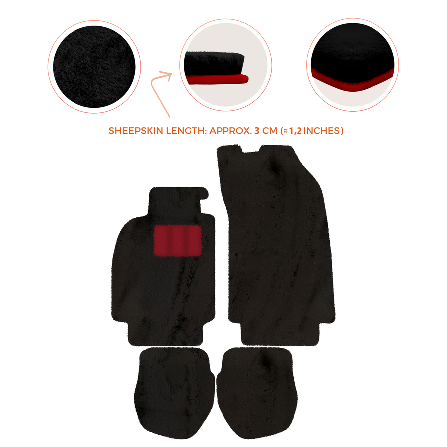 Tapis de voiture en peau de mouton pour Porsche 911 - 964 (1989-1994) - Longueur de peau de mouton, Options de couleur variées