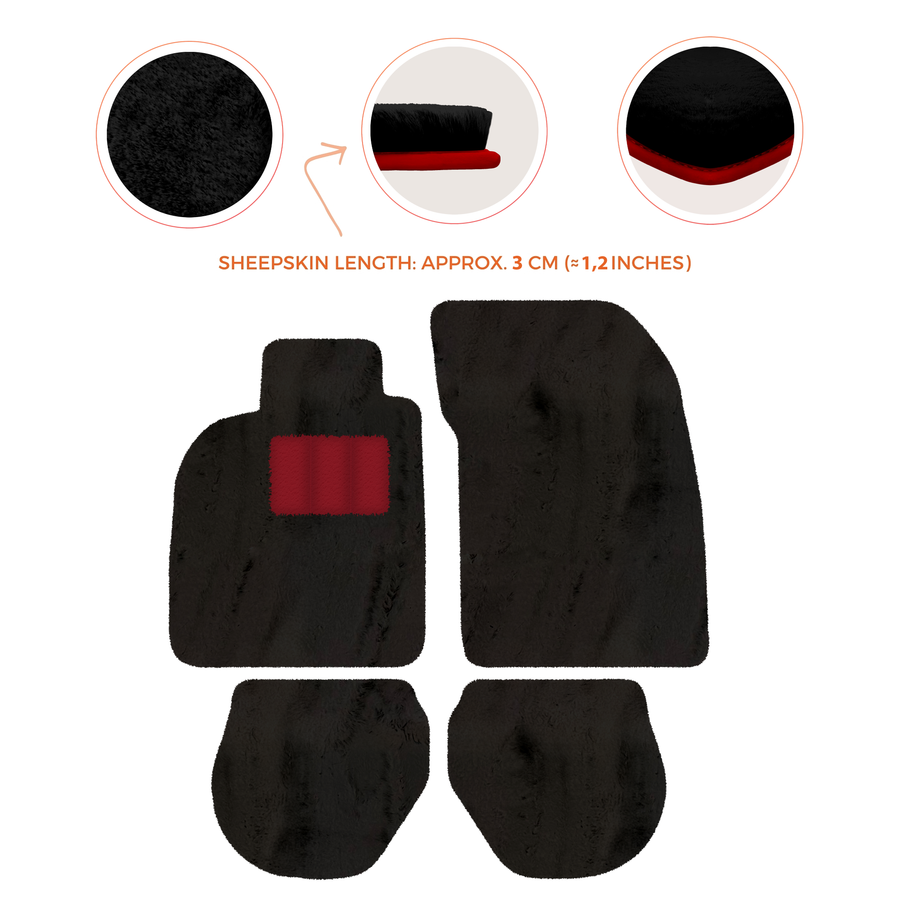 Tapis de voiture en peau de mouton pour Porsche 911-993 (1993-1998) - Longueur de peau de mouton, Options de couleur variées