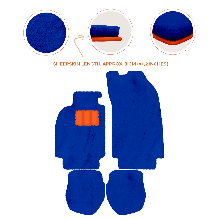 Tapis de voiture en peau de mouton pour Porsche 911 - 964 (1989-1994) - Longueur de peau de mouton, Options de couleur variées