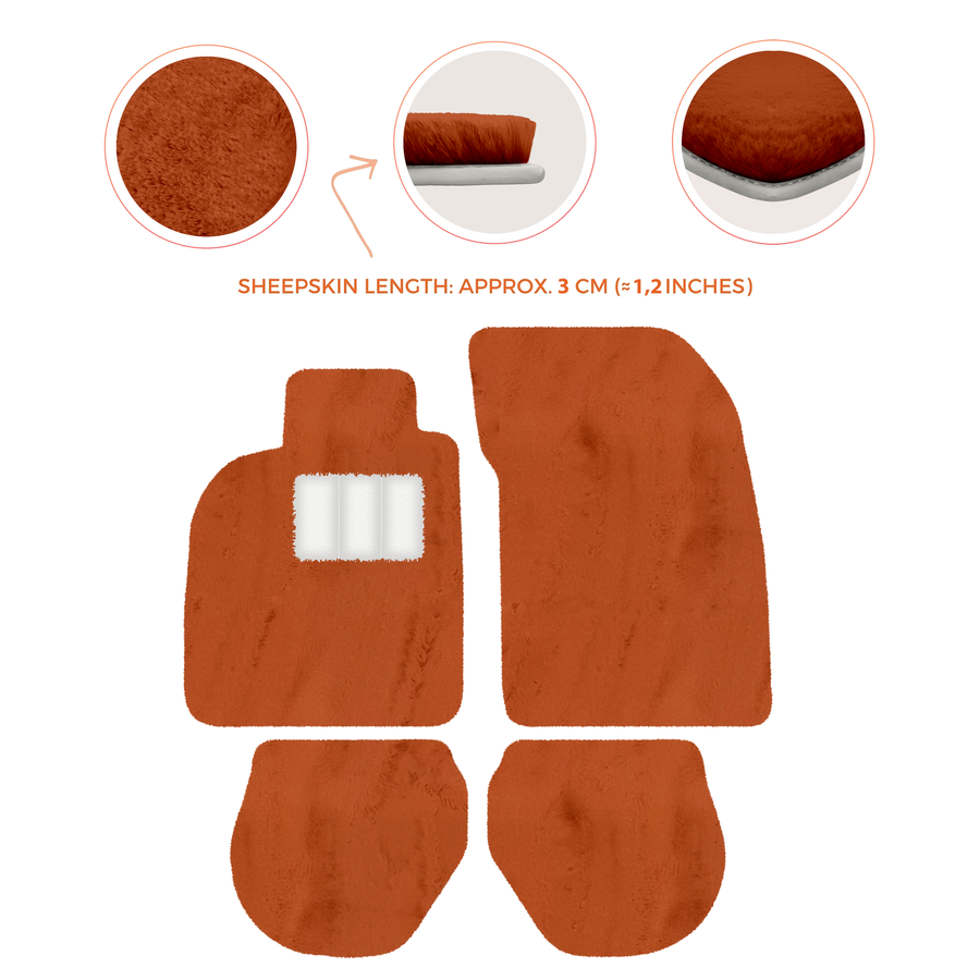 Tapis de voiture en peau de mouton pour Porsche 911-993 (1993-1998) - Longueur de peau de mouton, Options de couleur variées