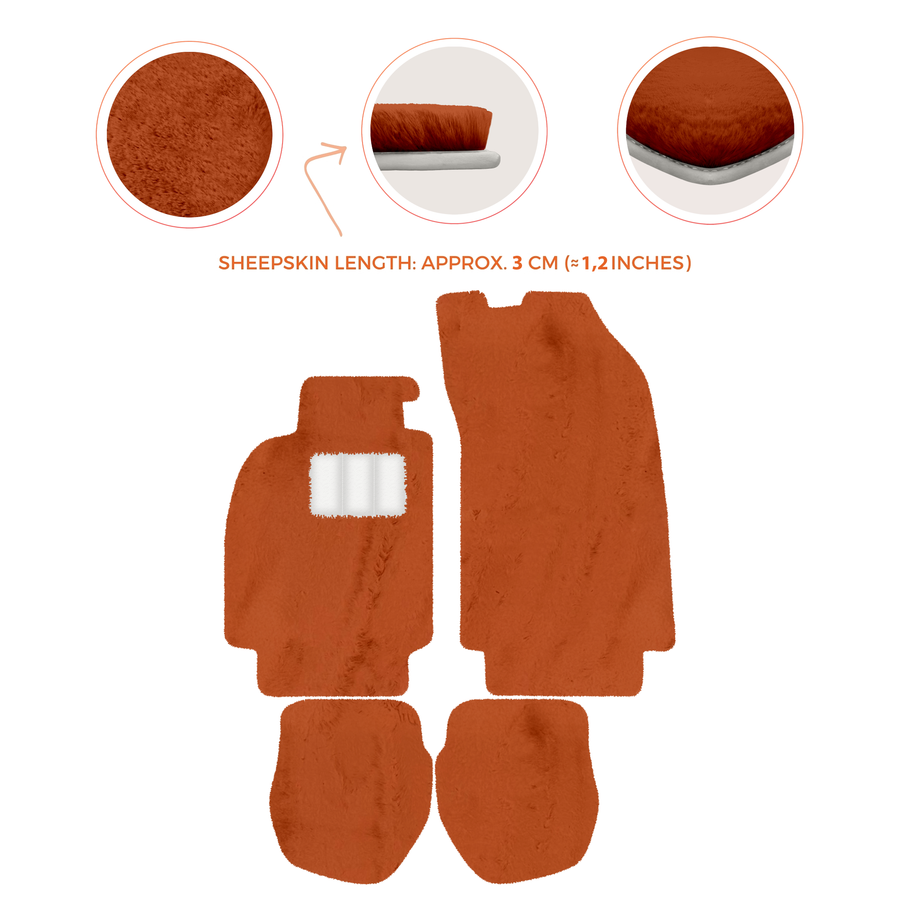 Tapis de voiture en peau de mouton pour Porsche 911 - 964 (1989-1994) - Longueur de peau de mouton, Options de couleur variées