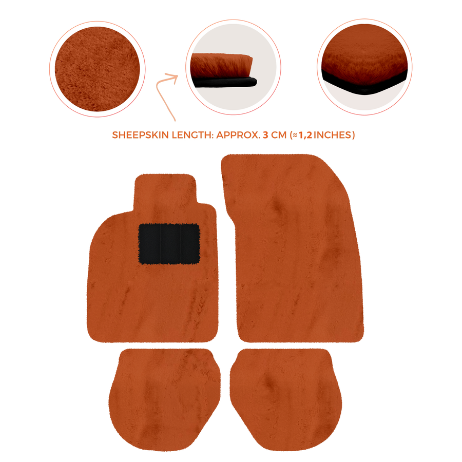 Tapis de voiture en peau de mouton pour Porsche 911-993 (1993-1998) - Longueur de peau de mouton, Options de couleur variées