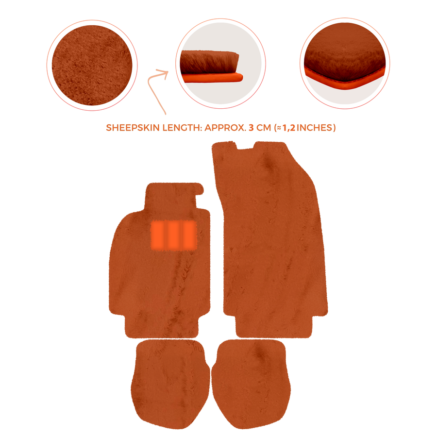 Tapis de voiture en peau de mouton pour Porsche 911 - 964 (1989-1994) - Longueur de peau de mouton, Options de couleur variées