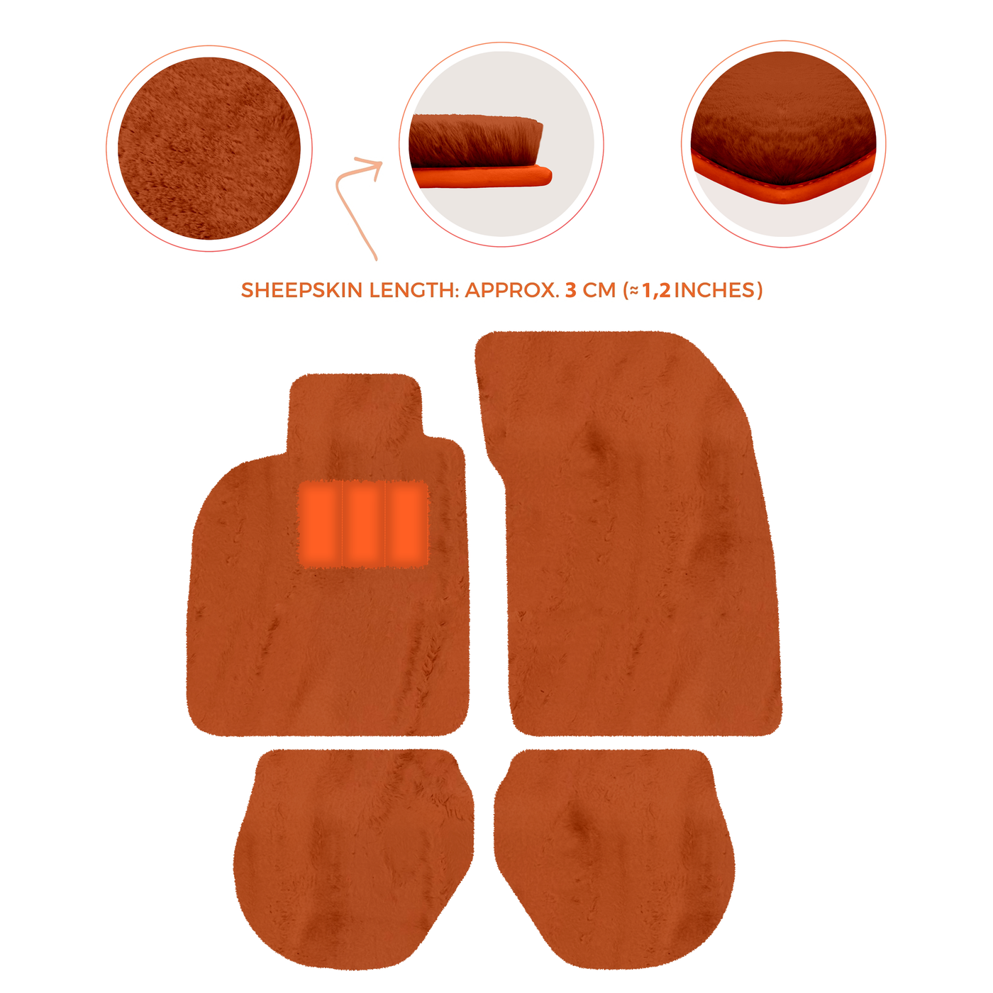 Sheepskin Floor Mats for Porsche 911-993 (1993-1998) - Sheepskin Length, Various Color Options