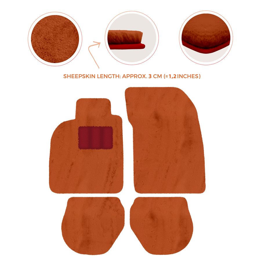 Tapis de voiture en peau de mouton pour Porsche 911-993 (1993-1998) - Longueur de peau de mouton, Options de couleur variées