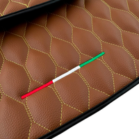 Brown Leather Viper Hex Pattern Floor Mats for Ferrari Purosangue (2023-2024) with Italian Flag